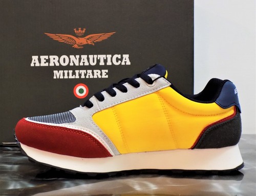 AIR MILITARY Men's 231sc237ct3098 Yellow 94385 Blue Sneakers 94387 - Picture 3 of 15