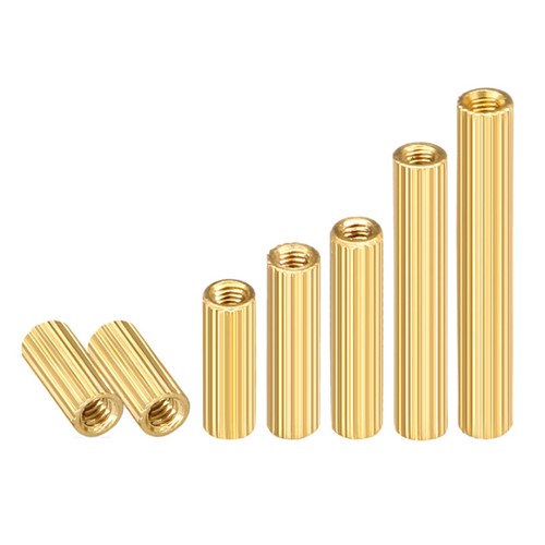 Brass Knurled Round Studding Connector Nuts M2 Threaded Sleeve Rod Bar Stud - Picture 6 of 43