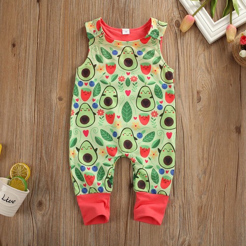 Newborn Baby Girl Fruit Print Sleeveless Vest Tops Outfit Set Summer Clothes - Bild 7 von 8