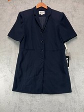 Vintage Morgan Miller Jacket Dress Womens 12 Blue Navy Short Sleeve Ladies