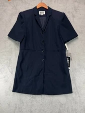 Vintage Morgan Miller Jacket Dress Womens 12 Blue Navy Short Sleeve Ladies