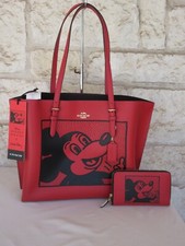 Coach Disney Mickey Mouse Mollie Bolso Rojo Eléctrico + Cartera Juego de Cartera a Juego