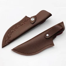 1X Brown Straight Knife Sheath Leather Belt Pouch Blade Case Fixed Floral Retro
