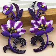 1 pair Embroidered Applique iron on Patches select color 4 x 2 inch