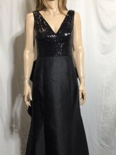 Women's NWT Adrianna Papell Black Sequin Mikado Gown Dress