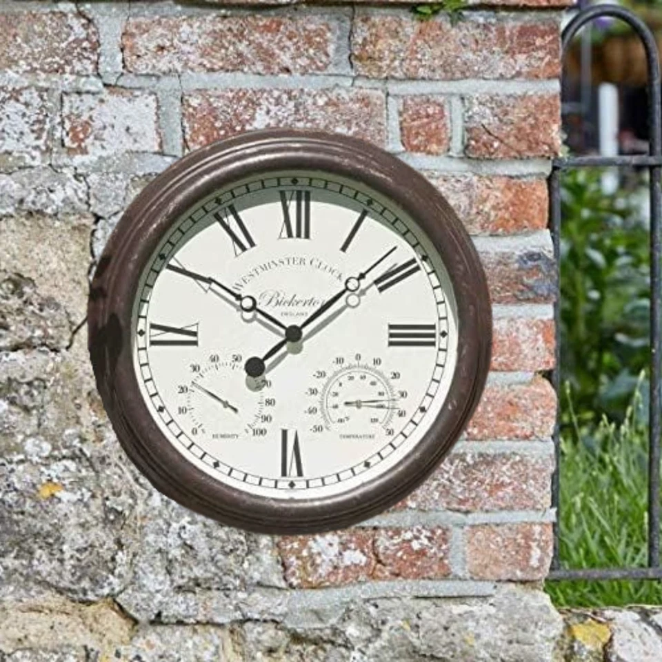 Smart Solar Bickerton Wall Clock Thermometer 15in 5060001