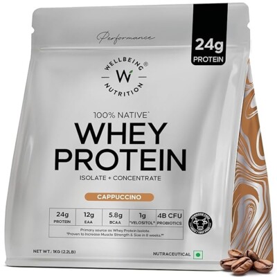 Whey Protein Isolate & Concentrate 1Kg Cappuccino | 24g Protein