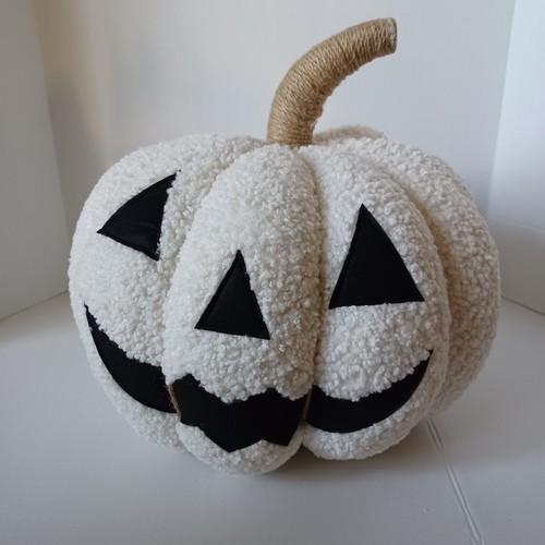 Pottery Barn Halloween Jack-o’-Lantern Shaped Pillow Ivory NWT