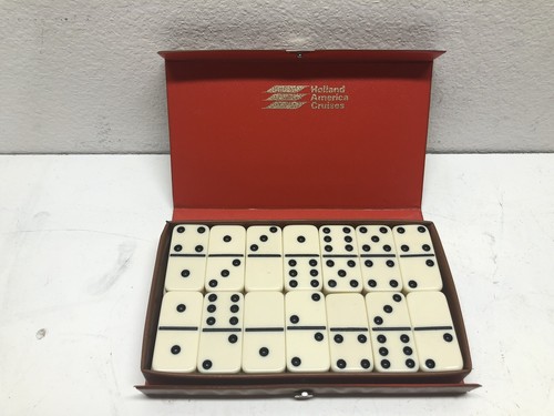 Juego de 55 piezas de dominó vintage de Cardinal estuche de vinilo marrón GC - Imagen 1 de 5