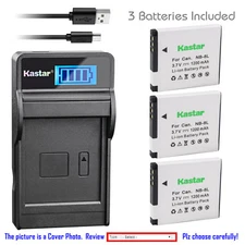 Kastar Battery LCD USB Charger for Canon NB-8L CB-2LA & Canon PowerShot A3100 IS