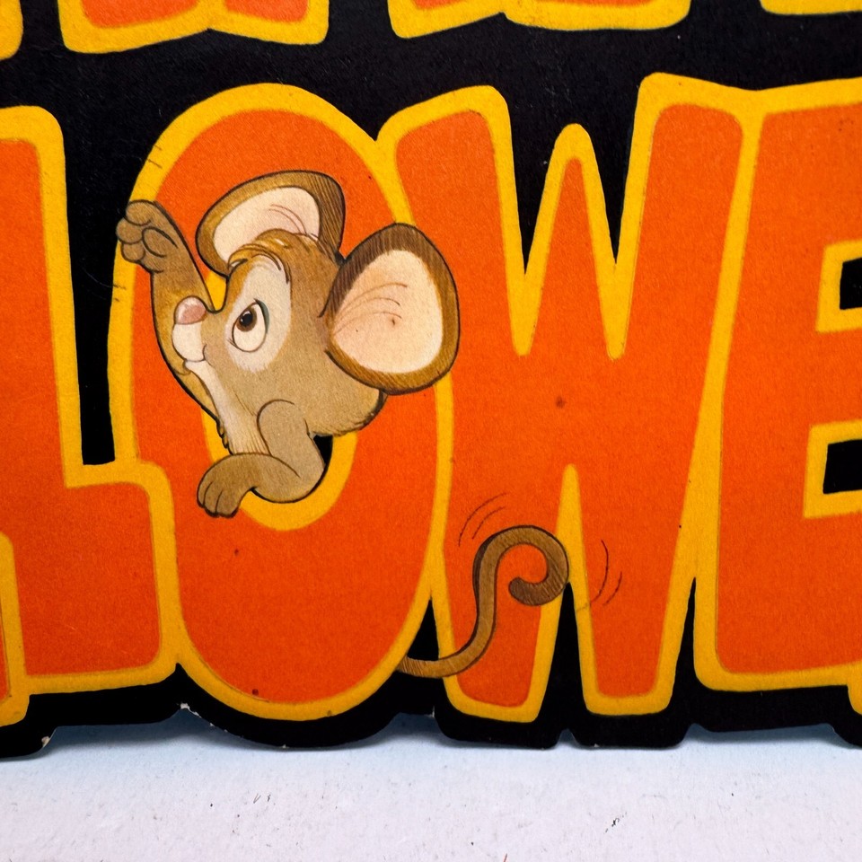 Hallmark Cards Cardboard Die Cut Black Cat & Mouse Happy Halloween