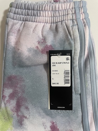 Adidas WONDER BLUE Big Girls 3-Stripe Cotton Fleece Jogger Pants Kids New Size 5 - Picture 7 of 8