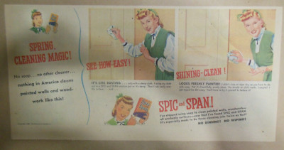 Spic and Span Cleanser Ad: No Rinsing, No Wiping ! 1948 Size: 7.5 x 15 inches