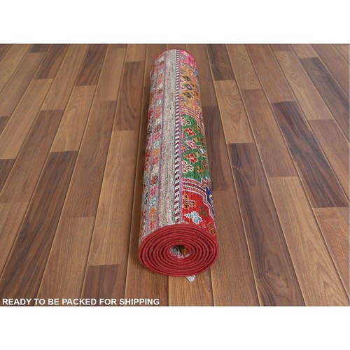 2'9"x9'8" Colorful Super Kazak Khorjin Design Wool Handknotted Runner Rug R60842 - Picture 5 of 7