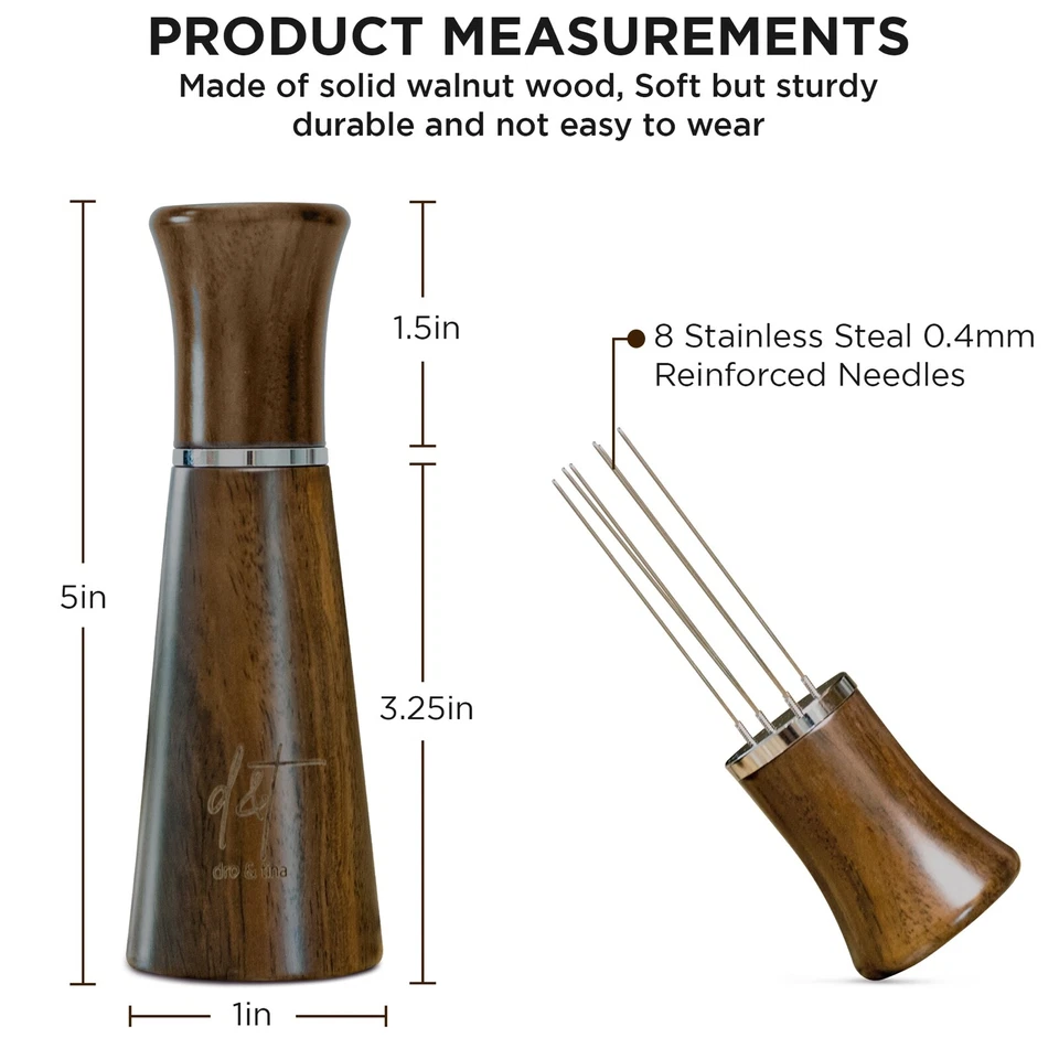 Эспрессо кофе мешалка распределения инструмент 8 игл бариста темно орех подарок - Изображение 4 из 4