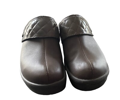 CROCS Womens Size US W8 Cobbler Quilt Strap Brown Leather Platform Clog Mule
