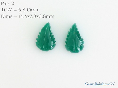 Green Onyx Carving Leaf Shape, Green onyx Jewelry making Gemstone, Hand Made - Picture 12 of 19