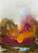 ORIGINAL LANDSCAPE  ACEO ART  100% HAND PAINTED ABSTRACT NATURE PAINTING