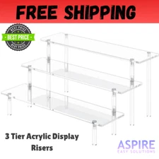 3 Tier Acrylic Display Risers, Large Perfume Organizer Stand, Clear