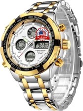 Reloj Digital y Anal gico de Lujo para Hombres, de Acero Inoxidable,para Deport