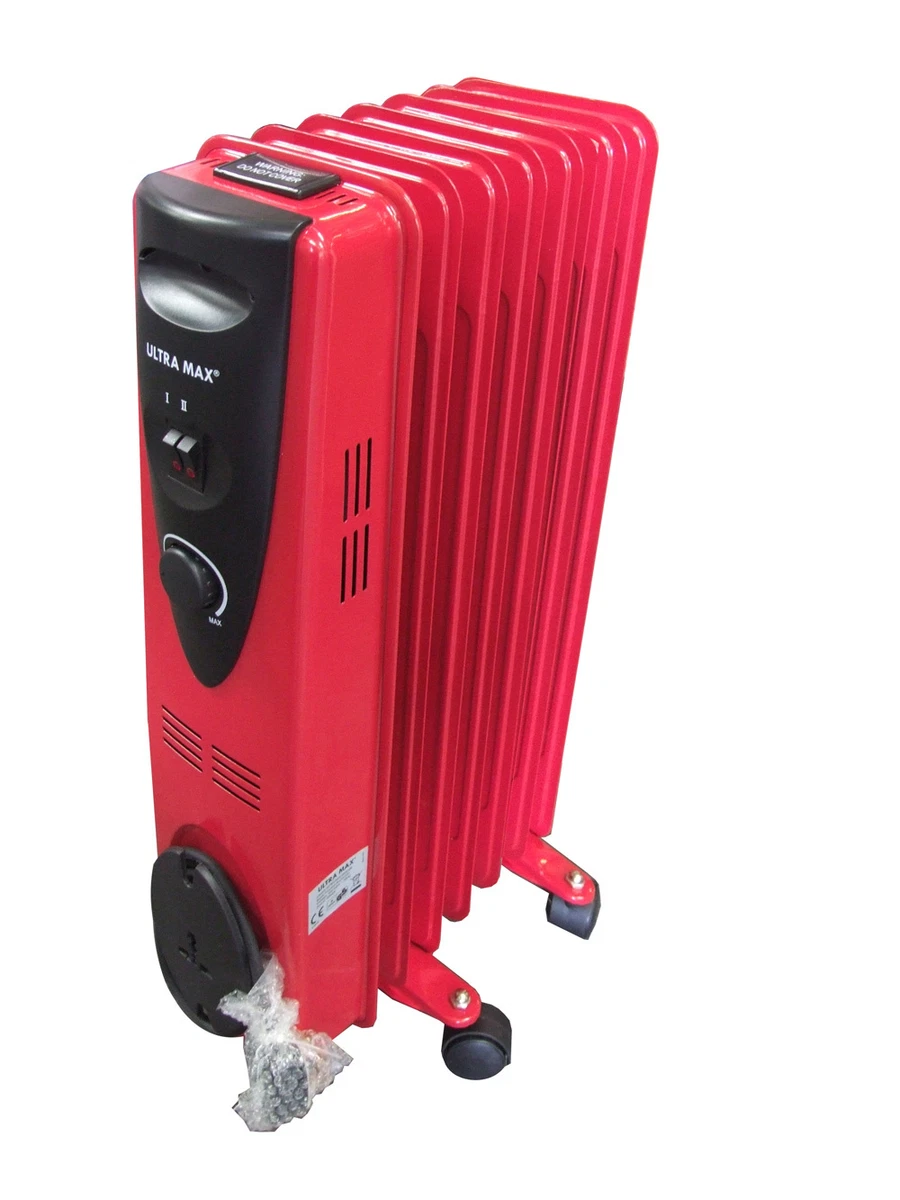 1500W 7 FIN OIL FILLED RADIATOR ELECTRICAL CARAVAN HOME OFFICE HEATER - RED  | eBay