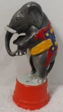 Vintage A.C. Williams Cast Iron Circus Elephant On Tub Coin Bank