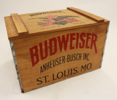 ★Budweiser ヴィンテージ木箱 Anheuser-Busch★ 985 ビンテージ 木箱 BUDWEISER バドワイザー ウッドボックス 蓋