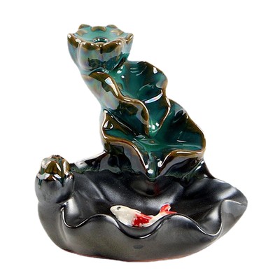 Rückfluss-Räuchergefäß aus Keramik, Lotus-Wasserfall-Aromatherapie-Ornament
