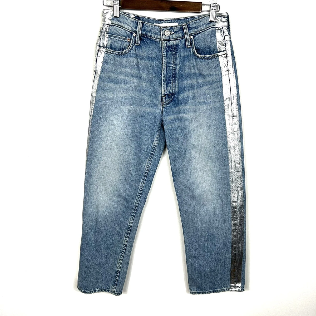 Mother Denim The Thrasher Striped Jeans Sz 26 Button Fly Casual