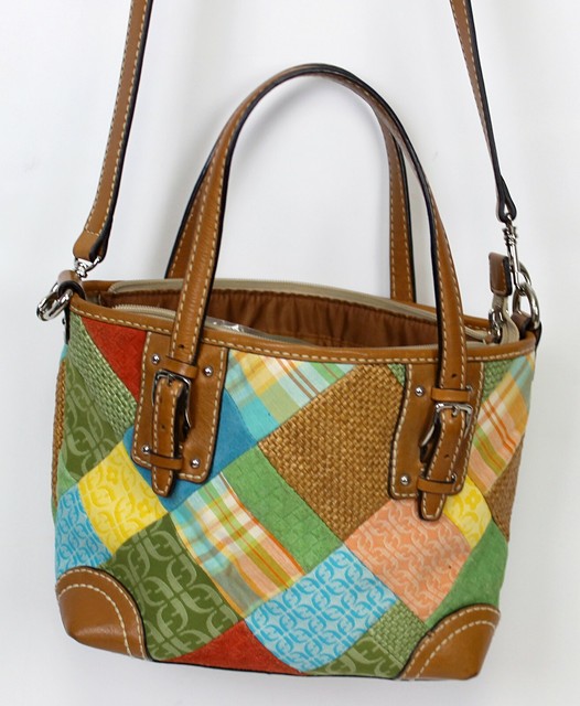 Fossil Patchwork Purse Handbag Shoulder Bag Cross body MultiColor