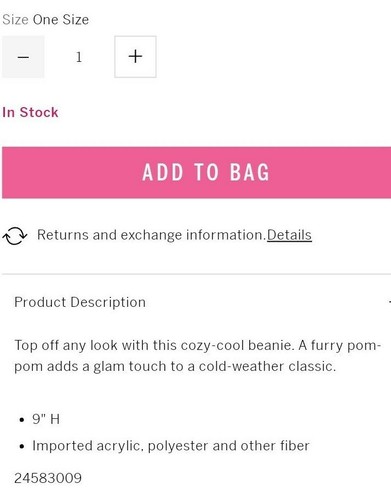 Victoria's Secret Winter Angel Pom Pom Beanie Hat w/ Bling Gray -New in Package - Picture 3 of 4