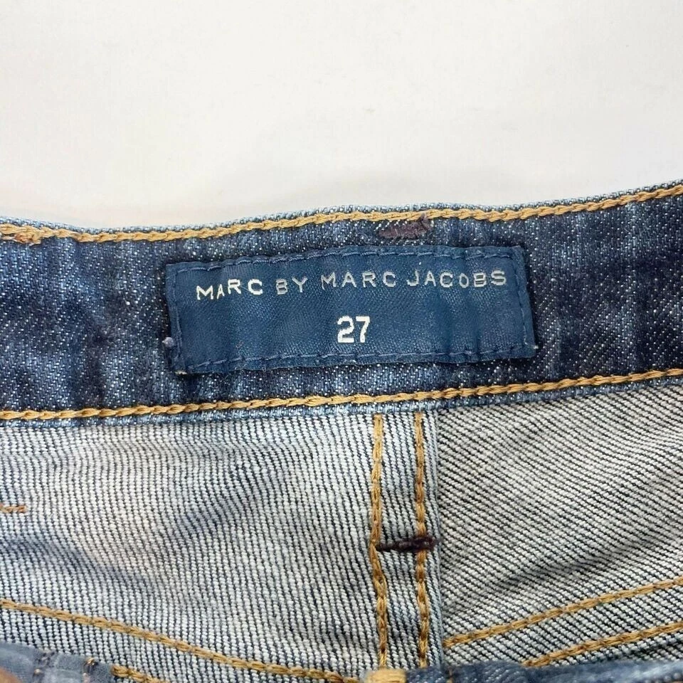 Pantalones Cortos de Denim Marc by Marc Jacobs Corte Para Mujer 27 Azul Tiro Bajo Denim Oscuro Y2K Foto 2 de 4