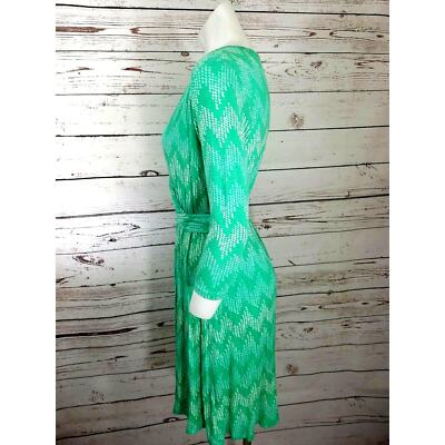 NWOT Pixley Dress Stitch Fix Green White Faux Wrap Tie Waist Pull over  MEDIUM | eBay