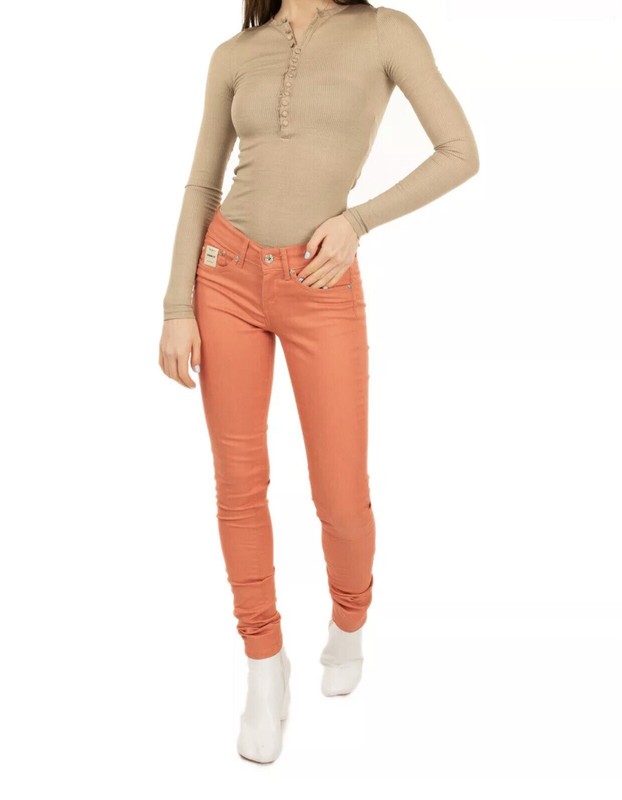 PEPE JEANS Women's New Size 23 24 XXS XS 00 0 Orange Pixie Stretch Skinny Pants