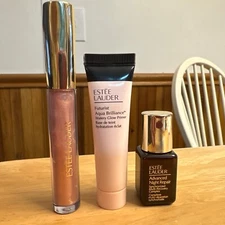 Estee Lauder 3pc Advanced Night Repair, Glow Primer, Lip Gloss Decadent Peach
