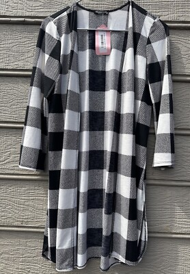 Heimish USA Sz S Jacket Blazer Open Black White Stripes Long Sleeves Womens NWT