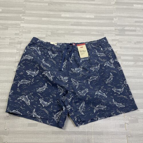 Levi’s XX CHINO einfache Stretchshorts grafischer Druck Herren Größe XL 6” marineblau AOP $ 49