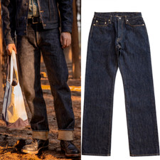 Red Tornado Men's Jeans NOIR 21OZ Straight Fit Pants Raw Denim Selvedge Indigo