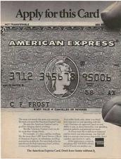 Vintage Print Ad American Express Card - Apply For This Card - Sept 1980
