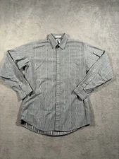 Oaktree Button Up Shirt Mens 15-15.5 Medium Gray Geometric Thin Lightweight