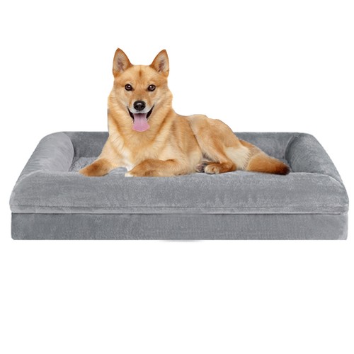 X-Large Dog Bed Orthopedic Grey Pet Sofa 45x35" w/Removable Bolster & Cover - Picture 5 of 10