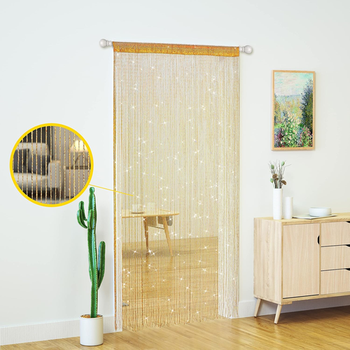 Gold Glitter String Beaded Curtain 39"x79" – Doorway Panel for Closet or Window - Picture 6 of 12