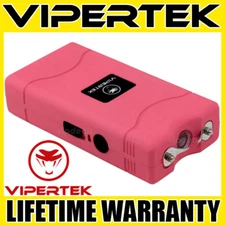 VIPERTEK Stun Gun Mini PINK VTS-880 Rechargeable LED Flashlight