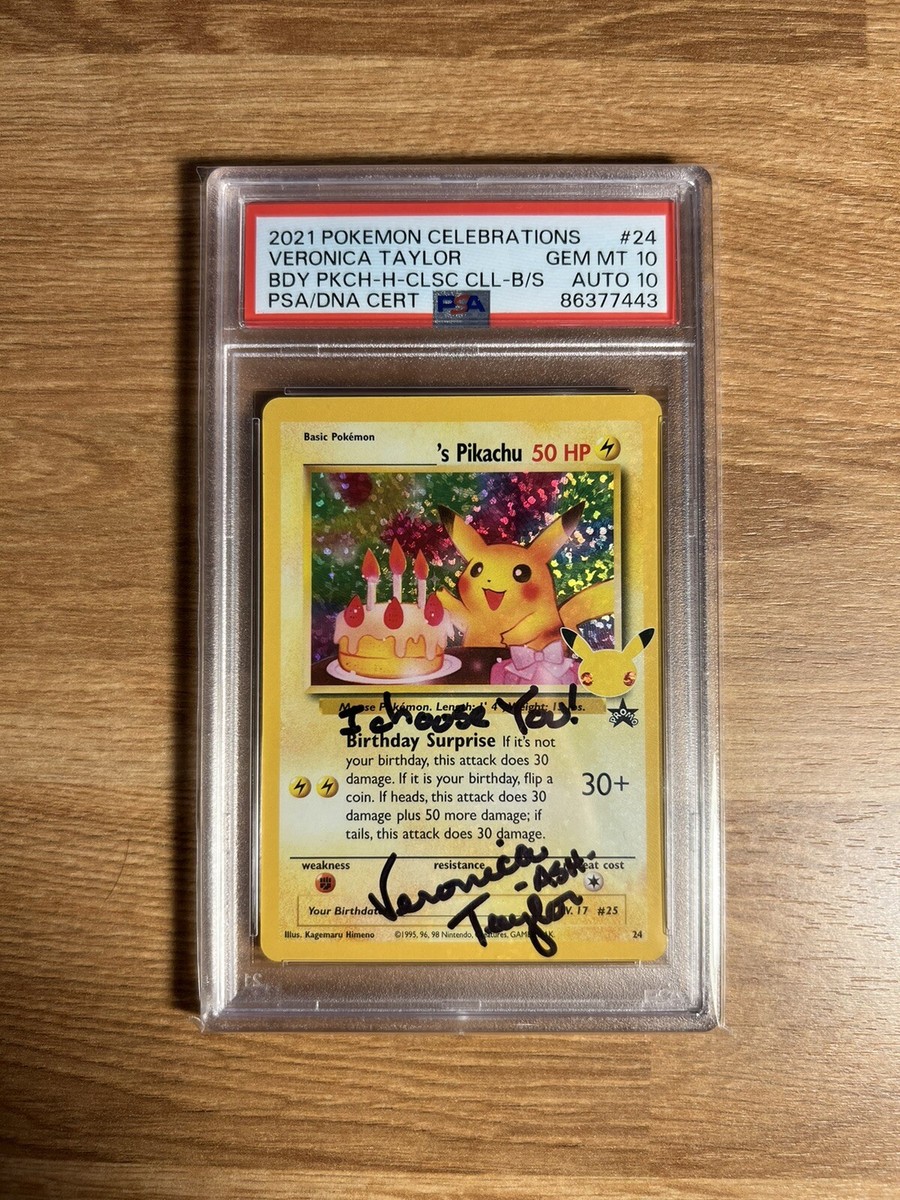 Celebrations Birthday Pikachu #24 Dual Auto PSA 10 Veronica Taylor