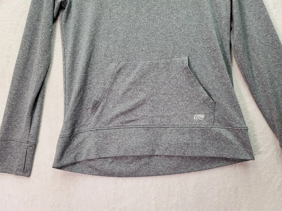 Sudadera para mujer Marika gris medio poliéster manga larga raglán logotipo con capucha Foto 3 de 4