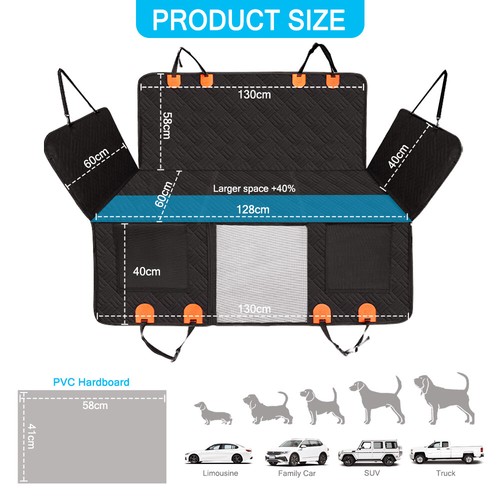 Hard Bottom Dog Car Seat Cover for Pet Cat Extender Protector Hammock Large - Picture 8 of 11