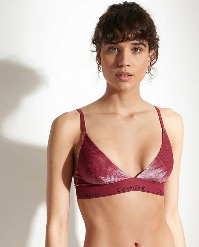 NWT】 Calvin Klein CK Modern Cotton Velvet Triangle Bralette Bra Logo Size:  S