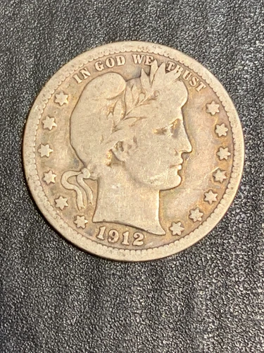 1912  Philadelphia  Mint Silver Barber Quarter  lot # 1766