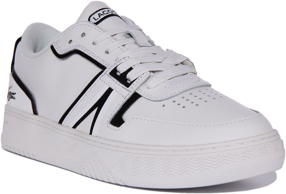 Lacoste L001 123 Mens Leather Low Top Sneaker In White Black