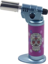 Ever Tech Double Table Torch Lighter Adjustable Flame Refillable Candy Skull PK